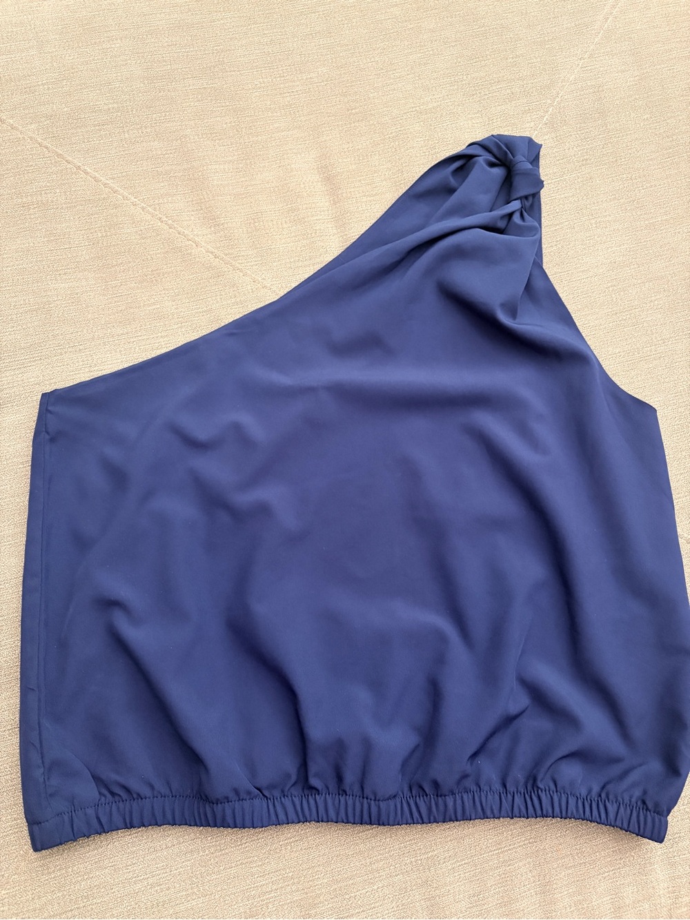 Naked Zebra Blue One-Shoulder Knot Top with Elastic Waist